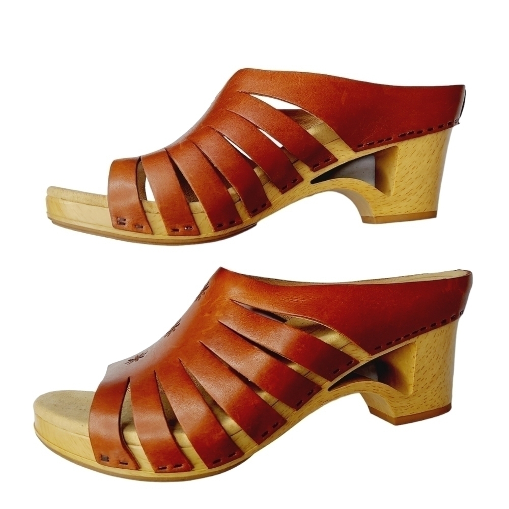 Dansko Tilly Clog Wooden Sandal Size 41 US 10.5 Brown Leather Comfort Platform - Picture 7 of 16